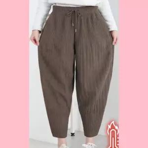 기모 따뜻한 엄마 플 밴딩 바지 골지 배기팬츠 여성 겨울 중년