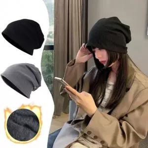 (보리별) 무지 비니 와플패턴 기모 빅사이즈 대두 롱비니 겨울 방한 스포츠 러닝 헬스 모자
