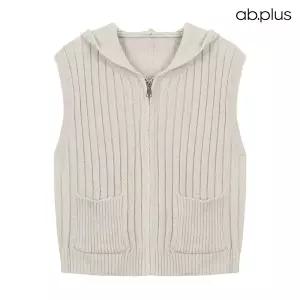 [ab.plus] 포켓 골지 집업 니트 조끼 (LSA1MV31A)