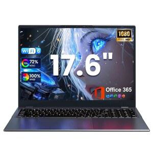 AKCHART 17.6인치 학생용 노트북, 2025 16GB RAM 384GB SSD 확장형 512GB 쿼드코어 프로세서, 1080P FHD 디스플레이, 1년 오피스 365, 백라