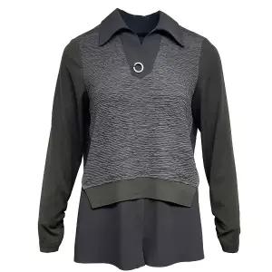 [롯데백화점]데시데 장식포인트 레이어드핏 스탠카라 블라우스 DOW113