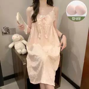 온모어 여성 끈원피스 잠옷/원피스/파자마/여름/여자/실내/홈웨어/실내복/치마/윈피스/귀여운/여성용