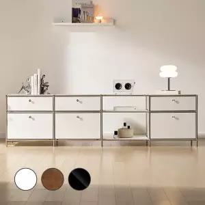 [이안가구]세렌티 모듈 2000 퓨어화이트 완제품 높은거실장 수납 티비다이 선반장