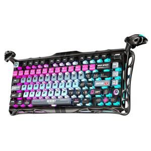GravaStar Mercury V75 Pro HE with Dual Zone RGB, 75% Magnetic Gaming Hall Effect Polling, Hot Swappable, Cyberpunk Frame Only Layout Wired, Keyboard, 8000 Hz Switches, Semi Aluminum Keyboard