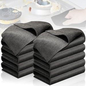 10PCS 두꺼운 매직 클리닝 천, 흡수성 유리 재사용 가능한 스트릭 프리 섬유 마이크로파이버 주방, 창문, 유리, 자동차용 청소 천 (블랙)