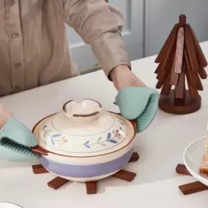 튼튼한 접이식 냄비받침 폴딩 트리 나무 받침대 세트