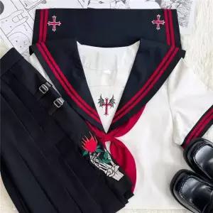 레드라인 블랙 데빌 세라복 프레피룩 반팔 교.