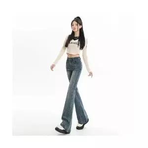 헐크 여성 여친 데님바지 와이드 핫팬츠 추동 트렌드 청바지 하이웨스트 슬림핏 부츠컷 KKE4