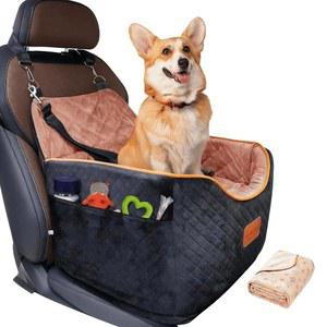 AlfaTok 메모리 폼 부스터 강아지 카시트, 세탁 가능한 탈착식 커버, 높은 반려동물 미끄럼 방지 튼튼한 시트, 소형견용 15.9kg(35파운드), 안전 벨트, 보관 포켓,
