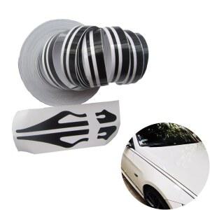 아케서무 2팩 자동차 허리선 데칼 - 및 오토바이용 얇은 검은색 바디 스트라이프 스티커 | 접착제가 포함된 고급 비닐 (슬릭 라인 디자인, 방수 탈착 가능)