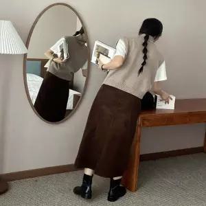 스커트 치마 SK 벨트 사은품 트임 골덴 롱 코듀로이 세트