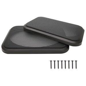 4인치 x 6인치 스피커 그릴 커버 자동차 스피커 서브우퍼 가드 프로텍터 금속 메쉬가 있는 ABS 플라스틱 프레임 정사각형 검은색 - 2Pcs