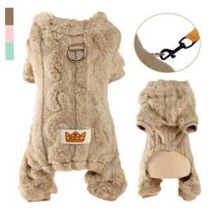 겨울용 부드러운 강아지 옷 따뜻한 강아지 점프수트 D링 포함 플란넬 플리스 애완동물 스웨터 소형 중형견 요크셔 퍼그 코트