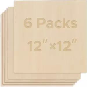 OMTech 6팩 자작나무 합판 시트 공예용 12x12인치 커팅 판화용 두꺼운 나무 1개/8인치 DIY 프로젝트용