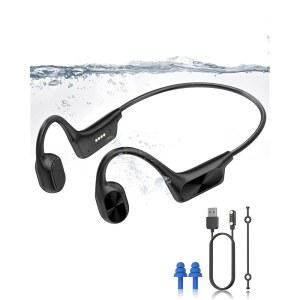 [미국배송] ANOUV 골전도 헤드폰 무선 내장 64GB MP3 IPX8 방수 수영 오픈 이어 마이크 블루투스 5.3 스포츠 이어폰 블랙