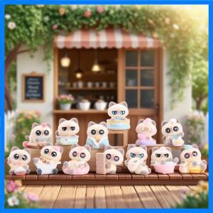 Kawaii Mofusand 고양이 시리즈 Flocking Blind Box Kawaii 트렌디 데스크탑 장식 모델 장난감 인형 깜짝