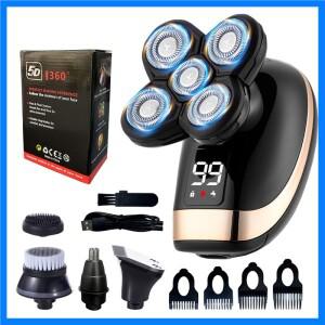 5 In 1 전기 면도기 남성용 대머리 머리 깎기 코 트리머 5D 플로팅 블레이드 헤드 면도 수염 칼 충전식 면