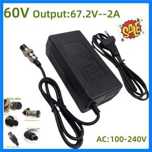60V 충전기 2A 출력 67.2V/2A 충전기 수레 Harley Citycoco 16S 60V 리튬 배터리 GX16 커넥터 (팬 포함)