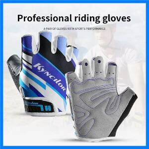 남성용 반손가락 충격 흡수 자전거 장갑 여름 통기성 산악 자전거 액세서리 미끄럼 방지 프린트 자전거 장