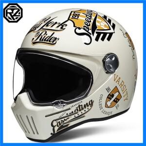 ORZ-728 오토바이 레트로 크루즈 헬멧 개인 맞춤형 고스트 나이트 풀페이스 헬멧 남녀 공용 사계절용
