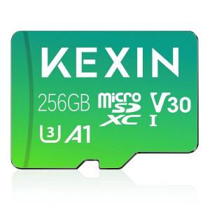 [미국배송] 어댑터 포함 KEXIN 256GB 마이크로 SD 카드 - 최대 90MB/S 4K V30 A1 C10 4K UHD 고속 MICROSDXC UHS-I 메모리 카드 액션 카메라 드론 게임 콘솔 스마트폰 태블릿 256G 싱글