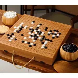 휴대용 바둑 세트 원목 바둑판 알맹이 통 세트 접이식 보드게임
