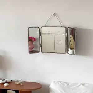 모던 북유럽 거울 스텐 3면 편도거울 화장실 미러 침실