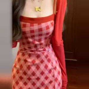 체크원피스 여름 스퀘어넥 데일리 가디건 슬림핏