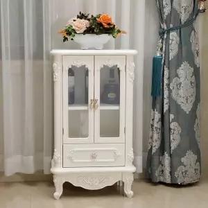 앤틱장식장 빈티지 아이보리화이트 거실장 원목 위스키 진열장 완전 조립 완료