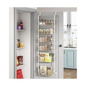 홈 수납 무타공 주방 욕실 멀티 도어선반 2가지 사이즈 바구니있는 철제 공간활용 문걸이 수납선반