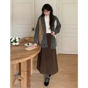 [공구우먼] 코우치 포켓 뒷밴딩 코듀로이 스커트 85739 빅사이즈 여성의류