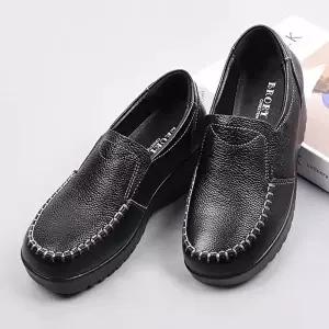 여자신발 소가죽 통굽 키높이 슬립온 여성 컴포트화 스니커즈