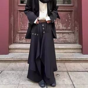 보니따스 남성 배기핏 바지 팬츠 추동 정장 야마모토 요지 치마 성별 없는 패치 와이드 ADOR4