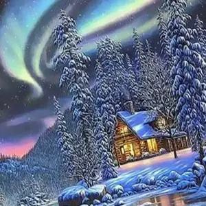 피포페인팅 겨울풍경 DIY명화그리기 캔버스아크릴 오로라그림