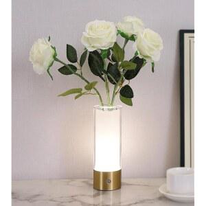 AIHING 플라워 나이트 라이트, 터치 꽃병 램프, 충전식 무선 테이블 식탁용 홈 데코 램프 / 침실 욕실 옷장, 여성용 선물 엄마 용 선물, 인공 장미 포함