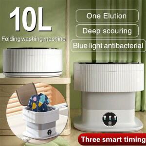 10L 휴대용 접이식 세탁기 타이머 회전 건조 기능 양말 속옷 및 속옷류 세탁에 이상적