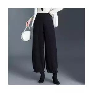 여성용 9부 바지 꽃빵 겨울 슬림핏 와이드 모직 블루머 KS4