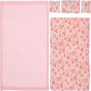 핑크 분홍색 인형집 침구 세트 1 12 스케일 미니어처 침실 악세사리 침대 시트 1개 이불 베개 3개가