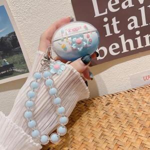 Huawei Freebuds 6i /5i 용 2024 헤드폰 커버 손목 체인이포함 큐트 꽃 나비 캔디 디자인 그라디언트 클리