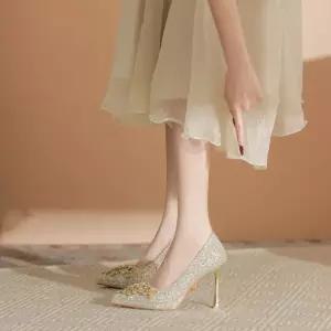 하이힐 슈즈 샴페인 힐 웨딩 크리스탈 힐펌프스 여자신발 스틸레토 컬러의 가보시 펌프스 원템5