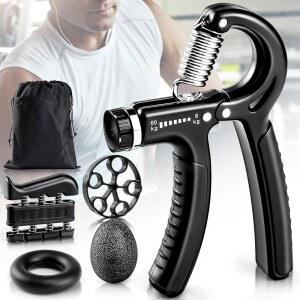 [미국배송] BLEUM CADE 그립 근력 트레이너 저항 수준 조절이 가능한 5팩 핸드 강화 장치 키트 홈 헬스장용 팔뚝 강화기 물리치료 운동 블랙