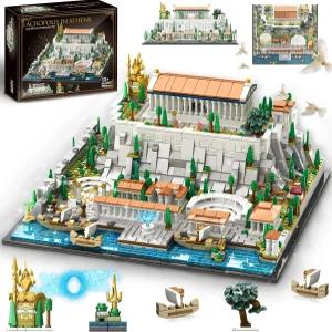 아테네의 SpblastB 건축 아크로폴리스 빌딩 블록 세트 1988 피스 랜드마크 컬렉션 시티 키트 디스플레이