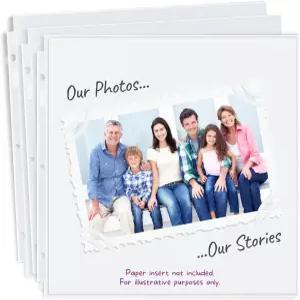 던웰 스크랩북 리필 페이지 12x12 - (50팩) 초중량 3링 바인더 표준 사진 앨범 시트 프로텍터 용지 삽입물