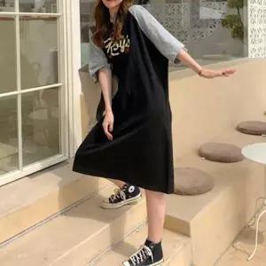 여자 20대 이지 웨어 외출복 배색 소매 반팔 원피스 WA3C500