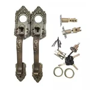 철문 대문손잡이 현관 별장 전원주택 양면 손잡이 철제 잠금 장식 구멍 없음 35-45mm