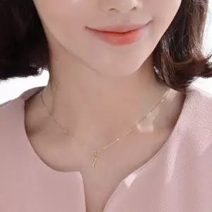 [굿야드] 14K 스틱 컷팅 바 베이직 금 목걸이 42cm