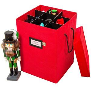 [포르르] [16인치 높이의 호두까기 인형 및 피규어 수집품 보관함] - 홀리데이 장식 보관용 대형 가방 캐롤러 9개, 산타 또는 장식품 보관에 적합