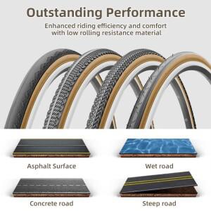 Kenda 프리미엄 도로 통근호환  자전거 타이어 레트로 노란색 측면 벽  TPI 향상 700 x 25C 35C