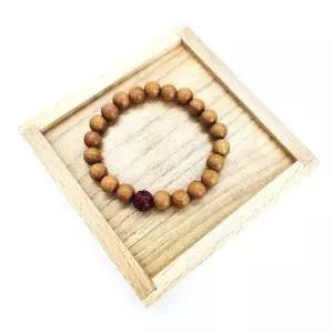 복숭아 나무 염주 팔찌 불교용 조각 연꽃 디자인 나무염주 (WFKA88C)