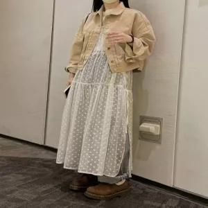 레이스 시스루 레이어드원피스 민소매 루즈핏 트임 휴양지